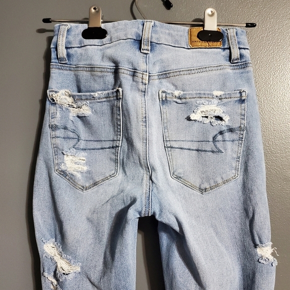 AEO American Eagle Outfitter Curvy Distressed Jeggings Light Wash Dream Jean - Picture 4 of 7
